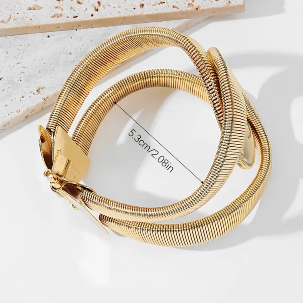 Gold Wide  Cuff Bangle Bracelet RESTOCKED - Picture 3 of 8